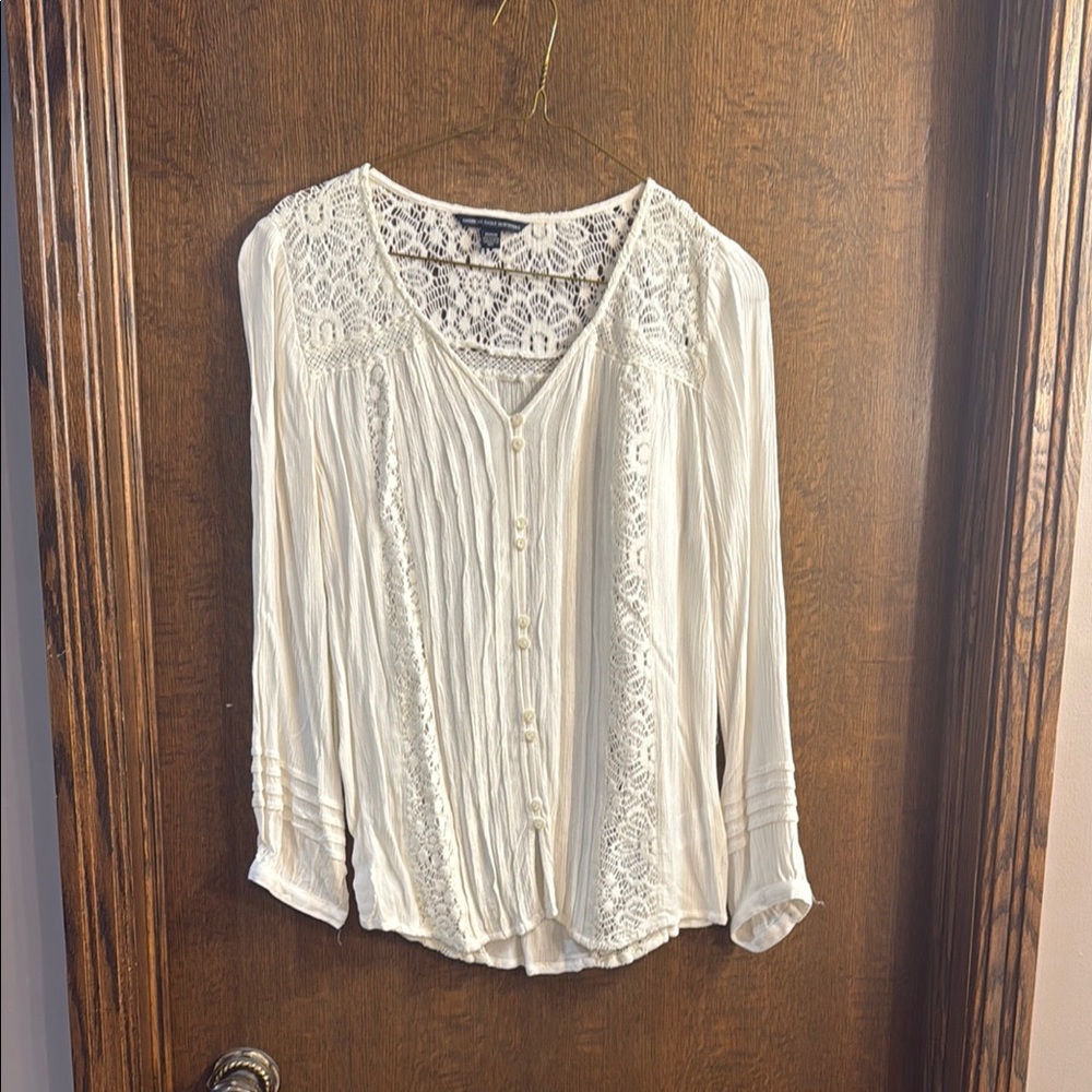 American Eagle Outfitters Cream Button Down Blouse